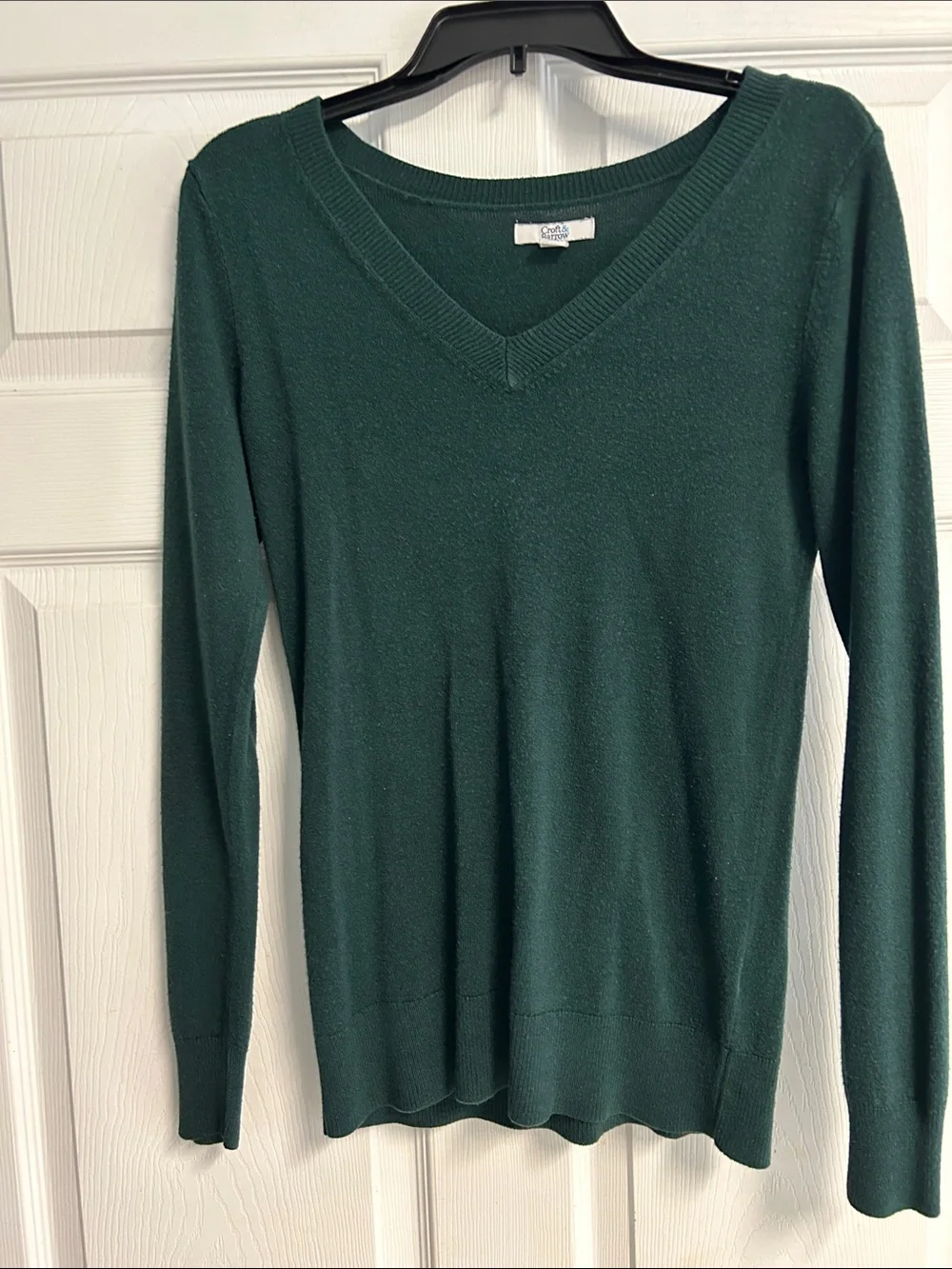 croft & barrow Dark Green V-Neck Sweater for Women
